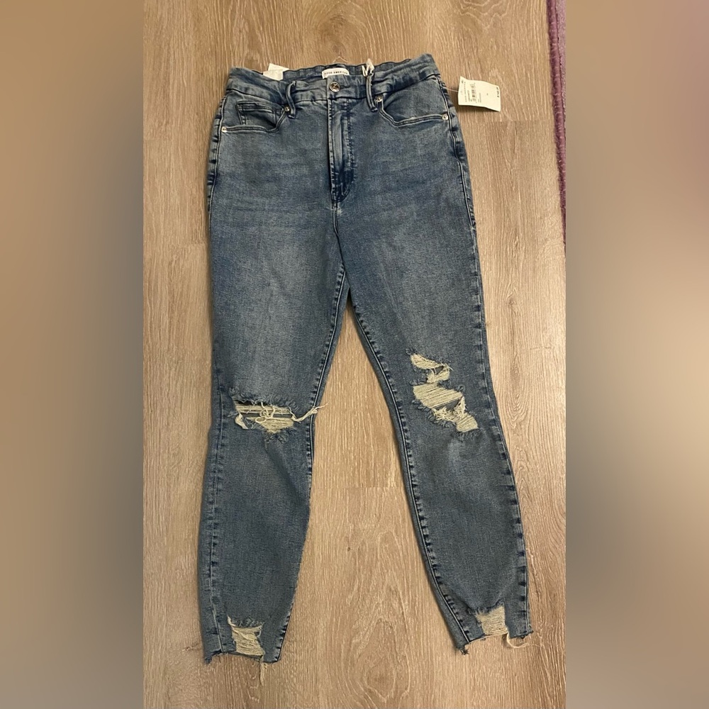 Good American Distressed Jeans - Blue Wash